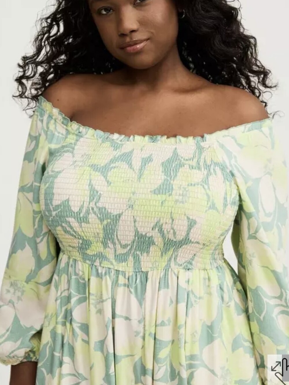 torrid Pastel Green Floral Off-Shoulder Midi Dress Sz.3X NWT - Picture 2 of 9